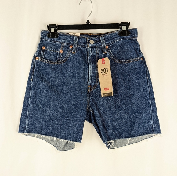 NEW Levi's 501 High Waist Mid Thigh Cut Off Shorts - Picture 6 of 8
